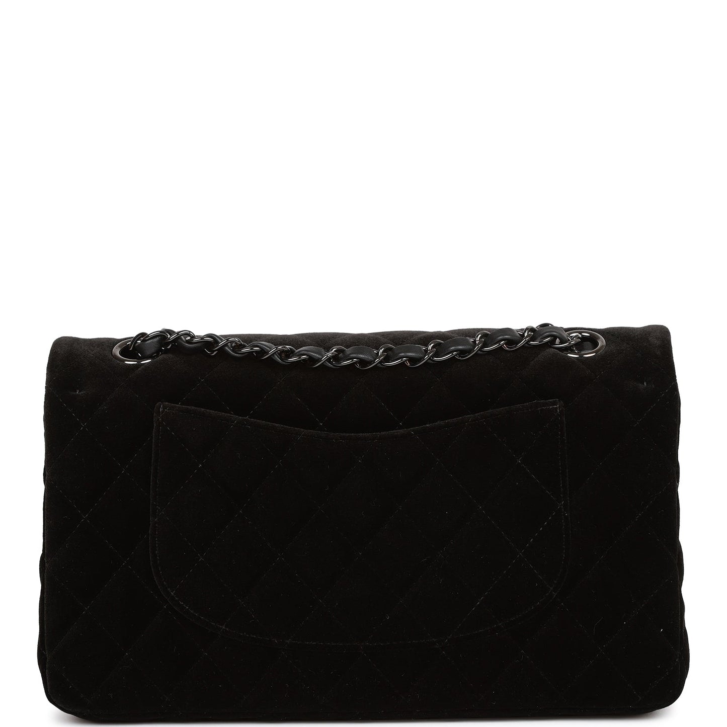 Chanel Medium Classic Double Flap Bag Black Velvet Ruthenium Hardware Rovelle Bags