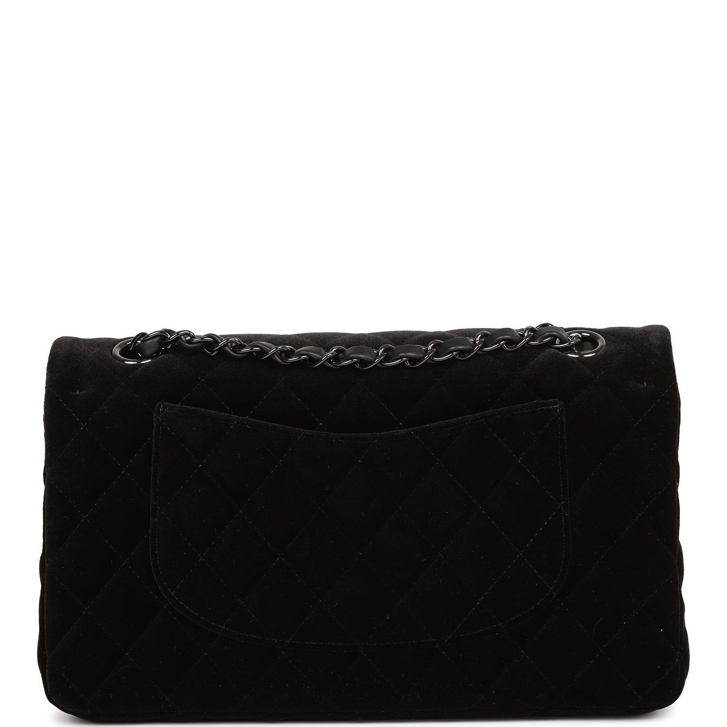 Chanel Medium Classic Double Flap Bag Black Velvet Ruthenium Hardware Rovelle Bags