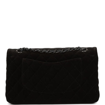 Chanel Medium Classic Double Flap Bag Black Velvet Ruthenium Hardware Rovelle Bags