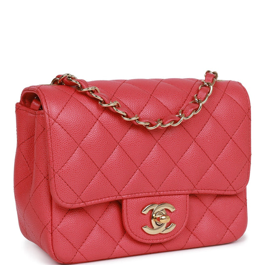 Chanel Mini Square Flap Bag Pink Caviar Gold Hardware Rovelle Bags
