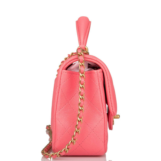 Chanel Mini Rectangular Flap Bag With Top Handle Pink Caviar Antique Gold Hardware Rovelle Bags