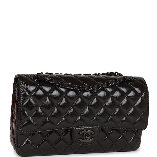 Chanel Medium Classic Double Flap Bag So Black Crumpled Calfskin Black Hardware Rovelle Bags
