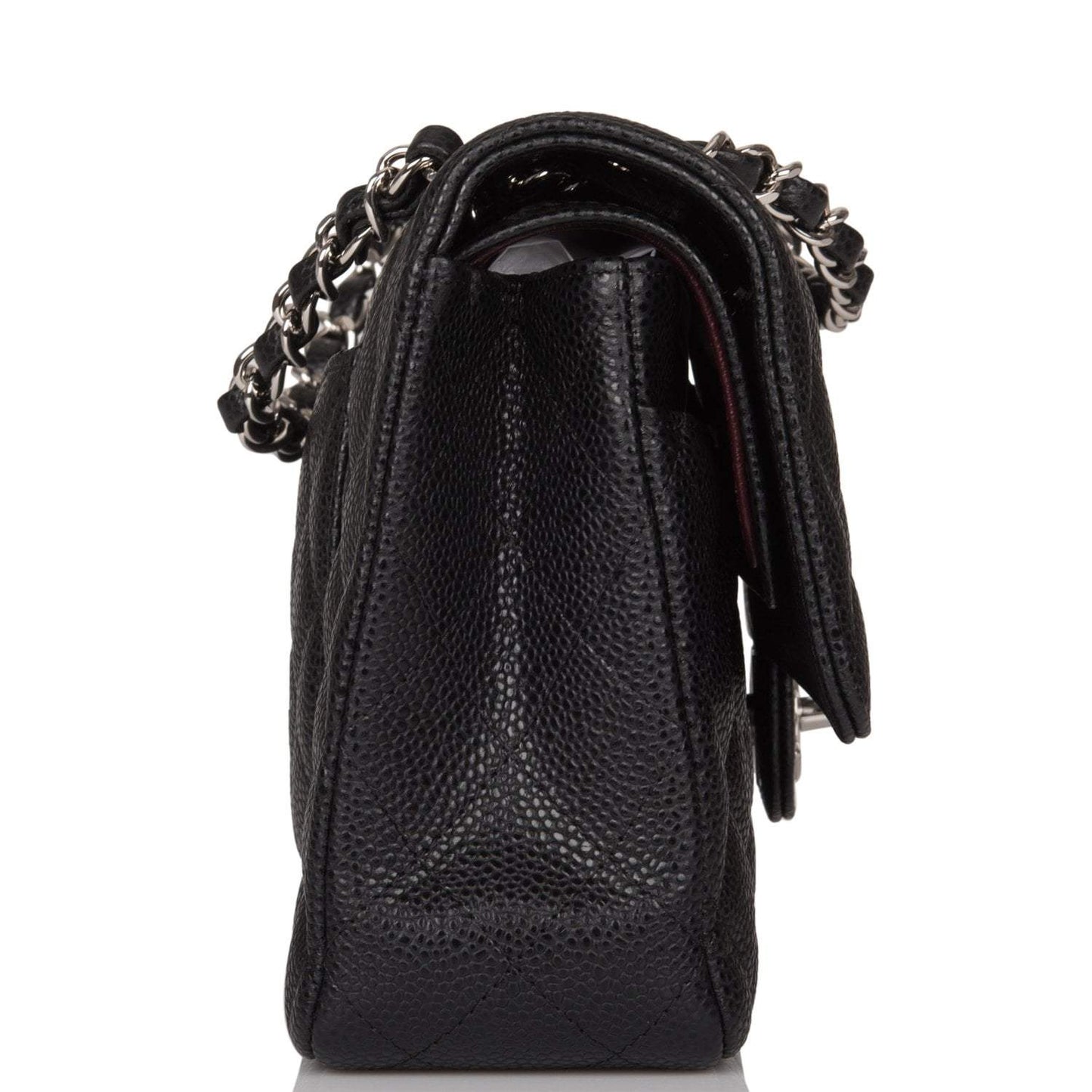 Chanel Medium Classic Double Flap Bag Black Caviar Silver Hardware Rovelle Bags