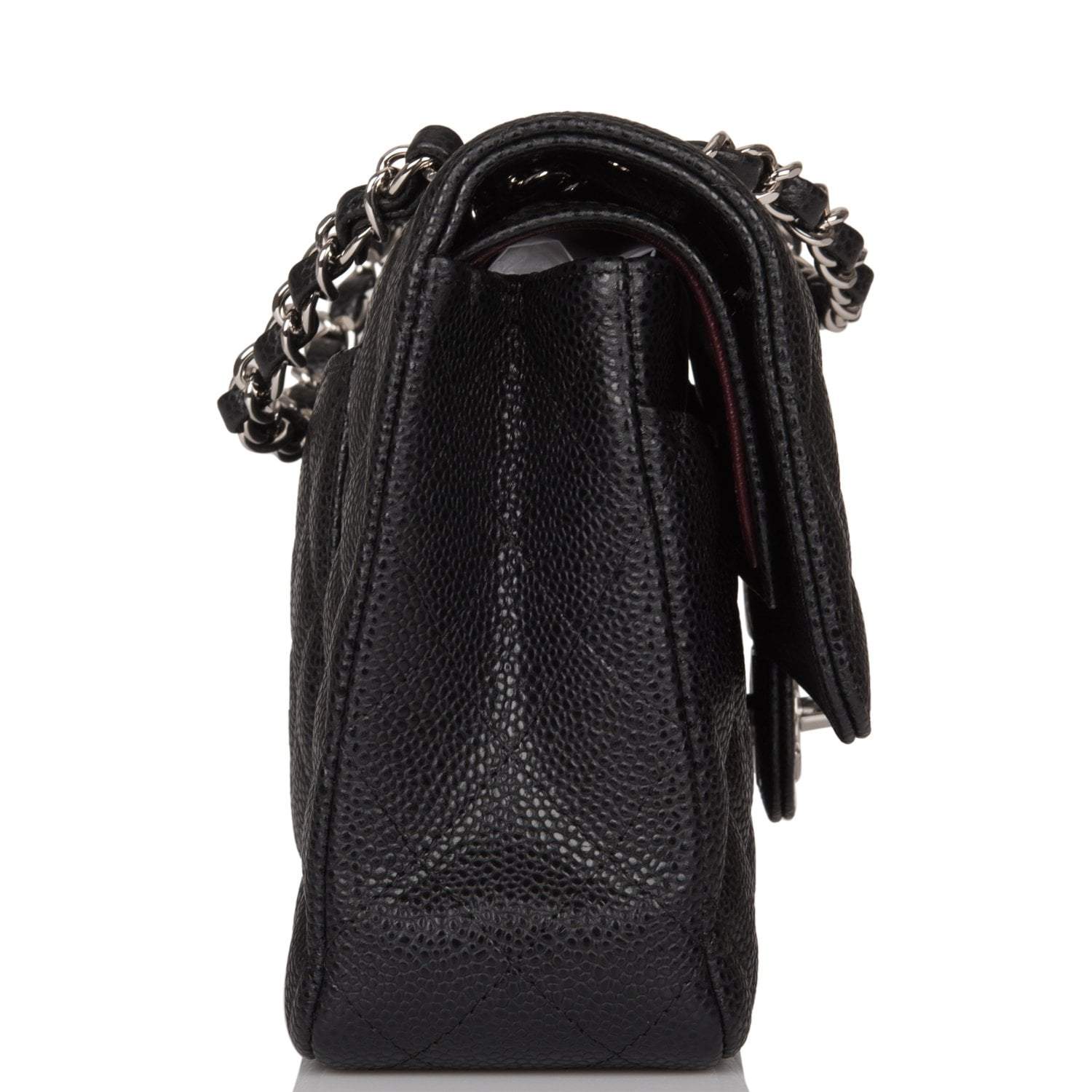 Chanel Medium Classic Double Flap Bag Black Caviar Silver Hardware Rovelle Bags