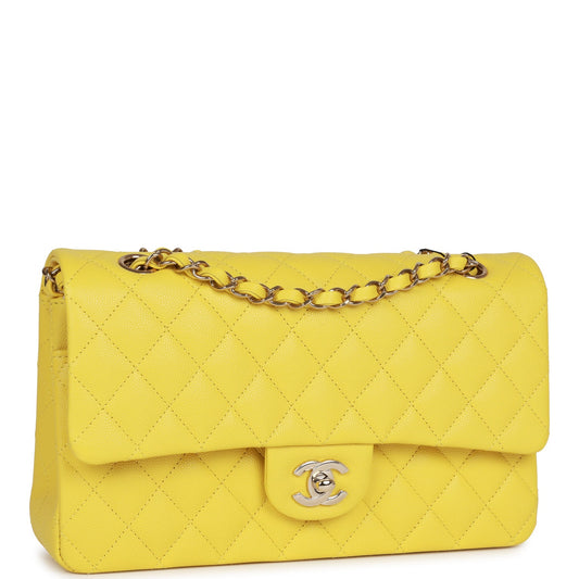 Chanel Medium Classic Double Flap Bag Yellow Caviar Light Gold Hardware Rovelle Bags