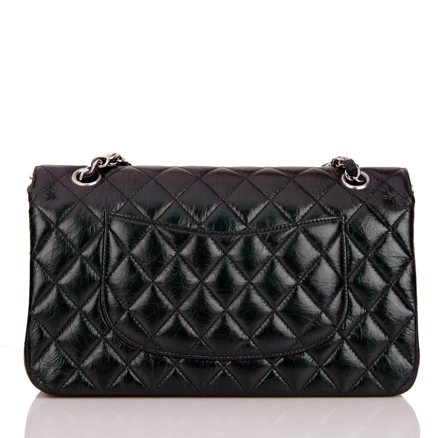 Chanel Medium Classic Double Flap Bag Black Iridescent Quilted Crumpled Calfskin Silver Hardware Rovelle Bags