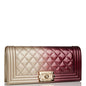 Chanel Boy Bag Clutch Beige And Pink Ombre Patent Gold Hardware Rovelle Bags