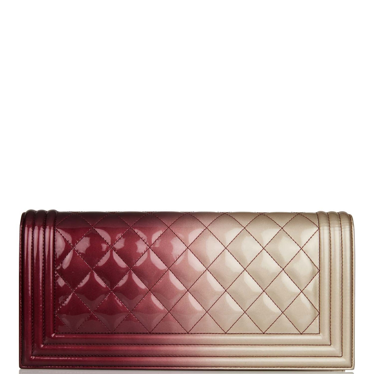 Chanel Boy Bag Clutch Beige And Pink Ombre Patent Gold Hardware Rovelle Bags