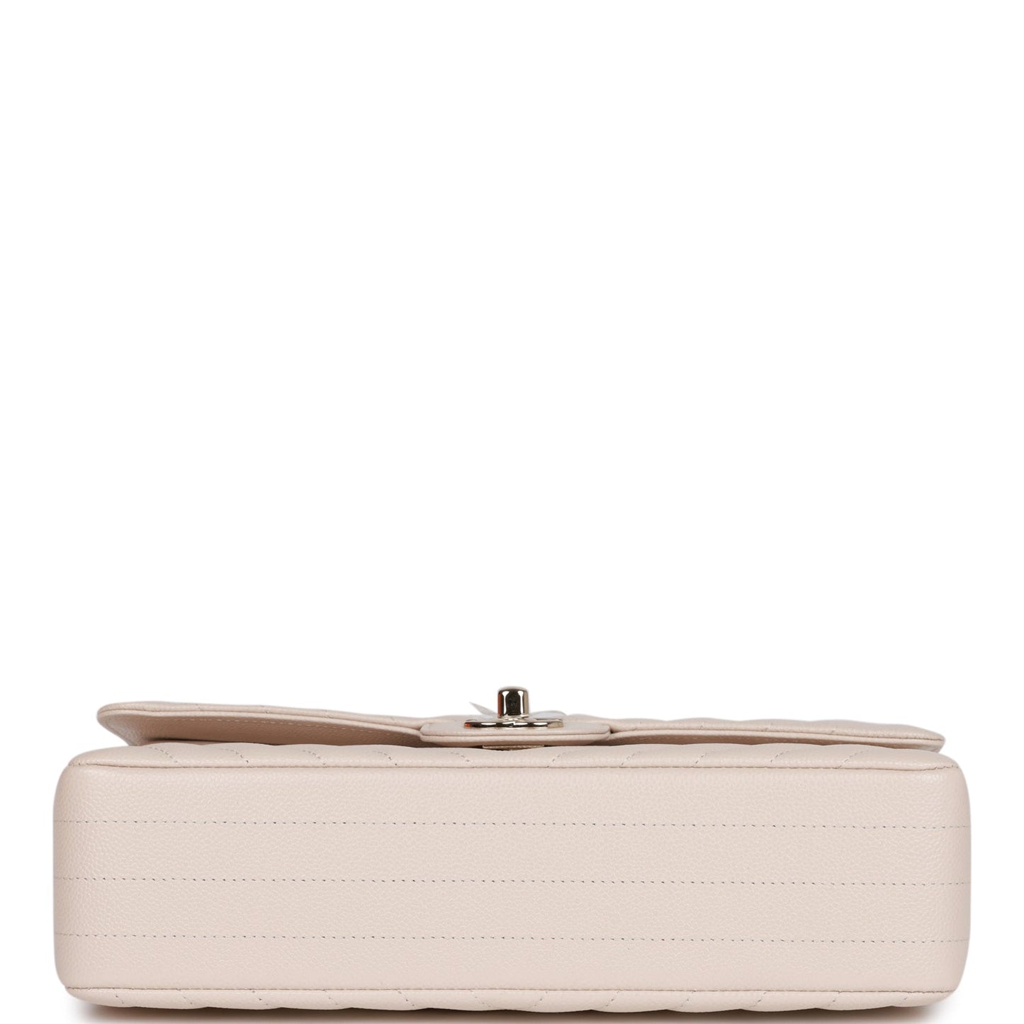 Chanel Medium Classic Double Flap Bag Beige Chevron Caviar Light Gold Hardware Rovelle Bags