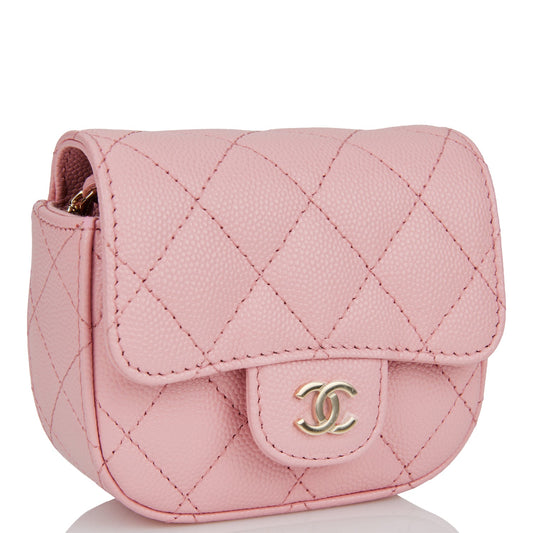 Chanel Mini Clutch With Chain Bag Pink Caviar Gold Hardware Rovelle Bags