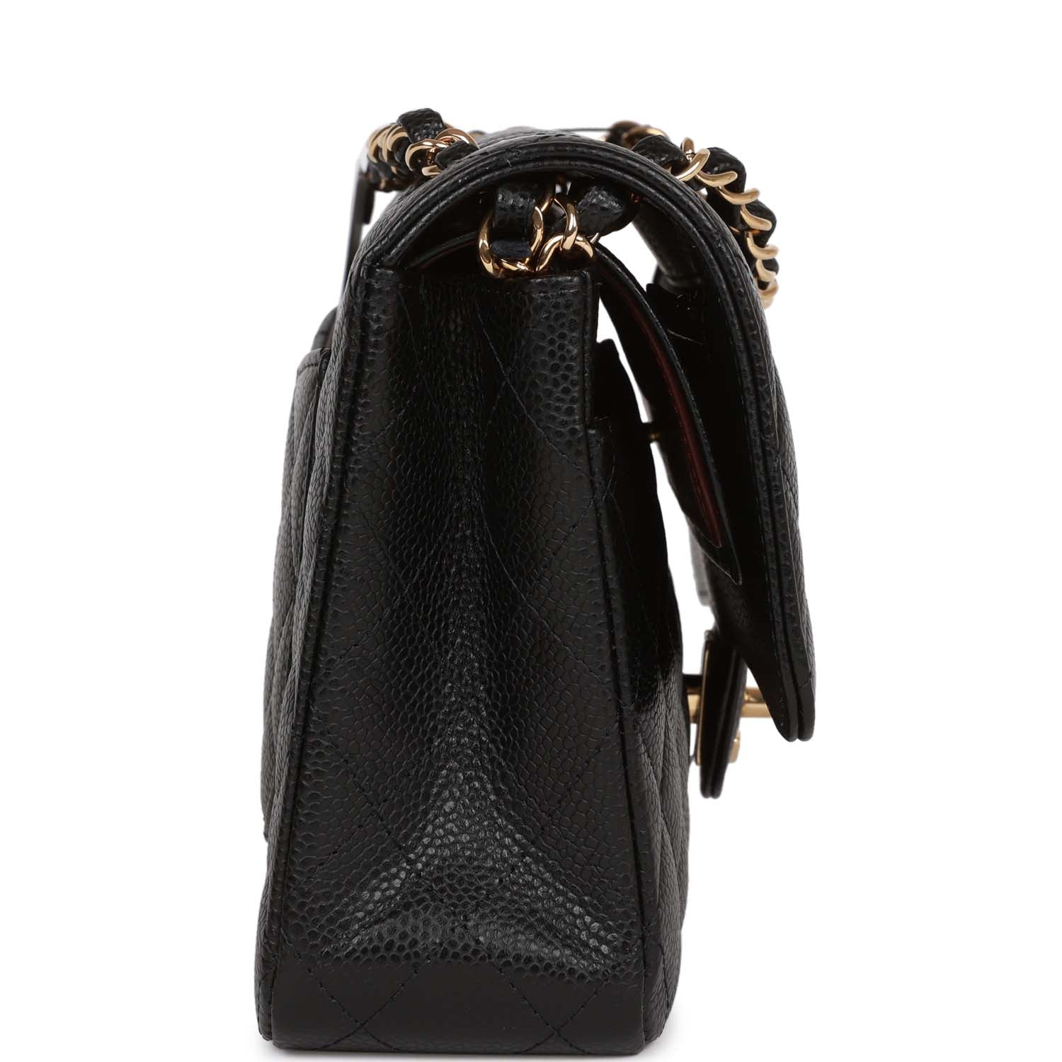 Chanel Medium Classic Double Flap Bag Black Quilted Caviar Gold Hardware Rovelle Bags