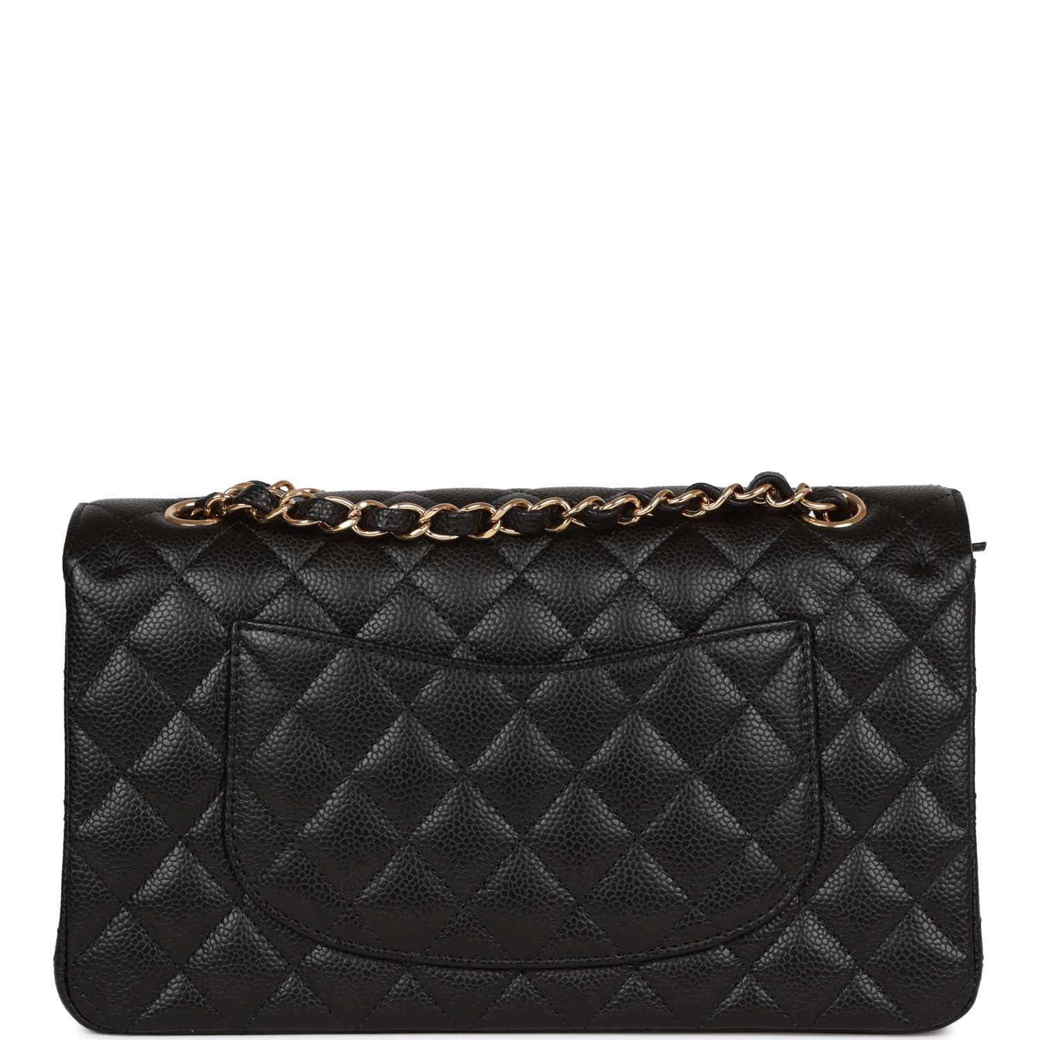 Chanel Medium Classic Double Flap Bag Black Quilted Caviar Gold Hardware Rovelle Bags