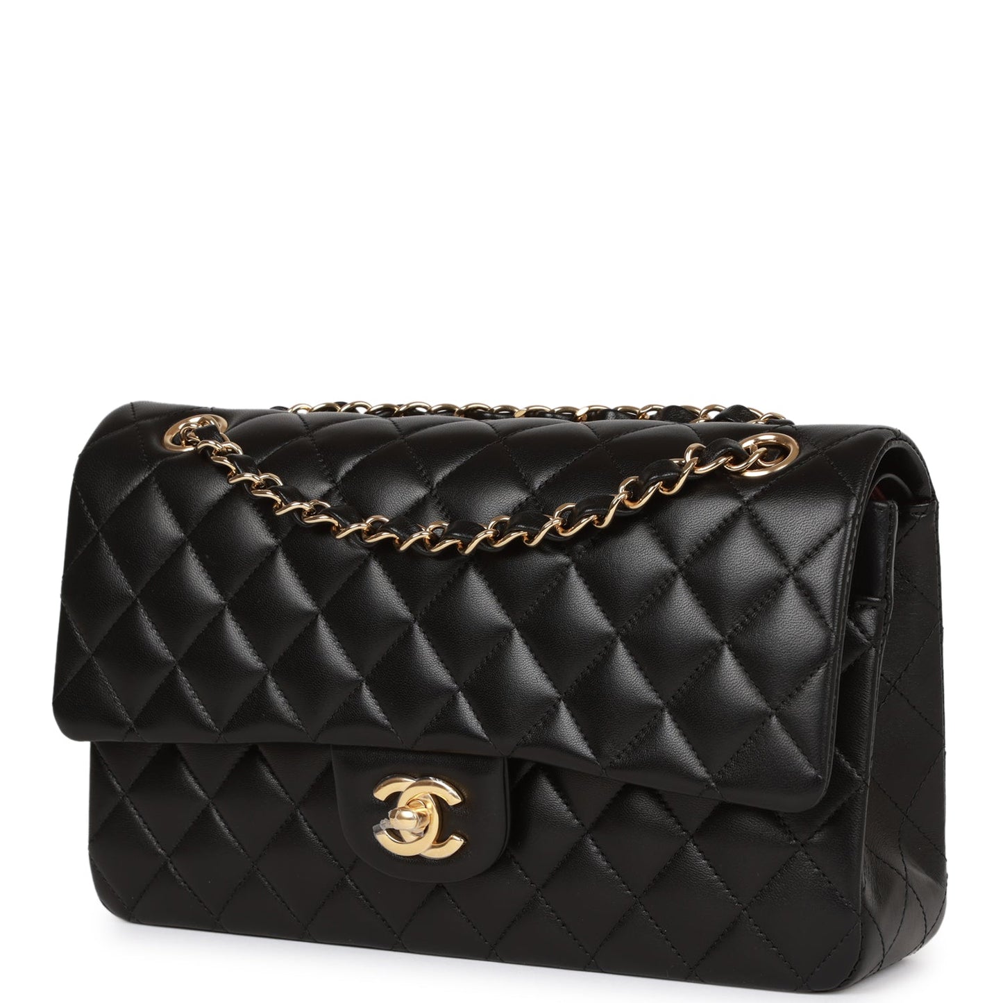 Chanel Medium Classic Double Flap Bag Black Lambskin Gold Hardware Rovelle Bags