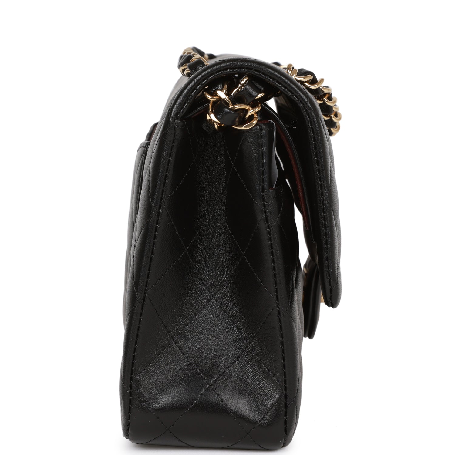 Chanel Medium Classic Double Flap Bag Black Lambskin Gold Hardware Rovelle Bags