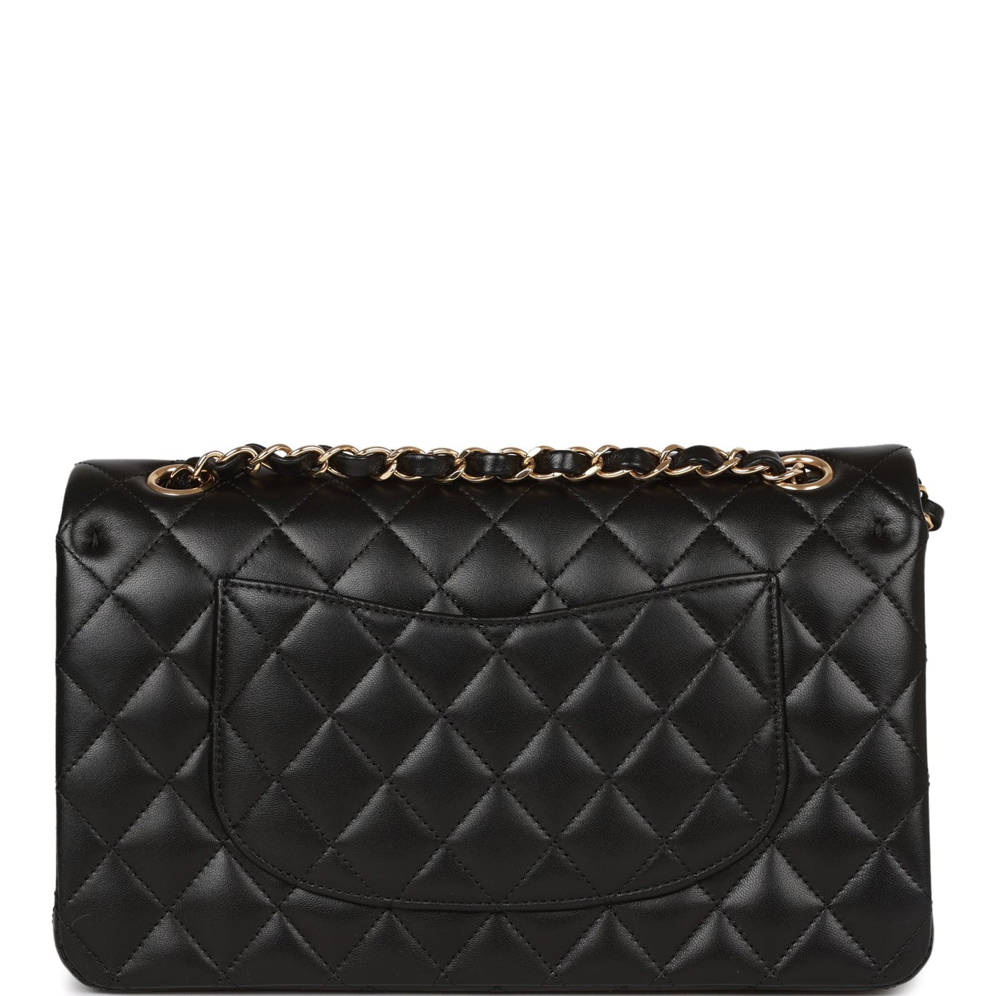Chanel Medium Classic Double Flap Bag Black Lambskin Gold Hardware Rovelle Bags