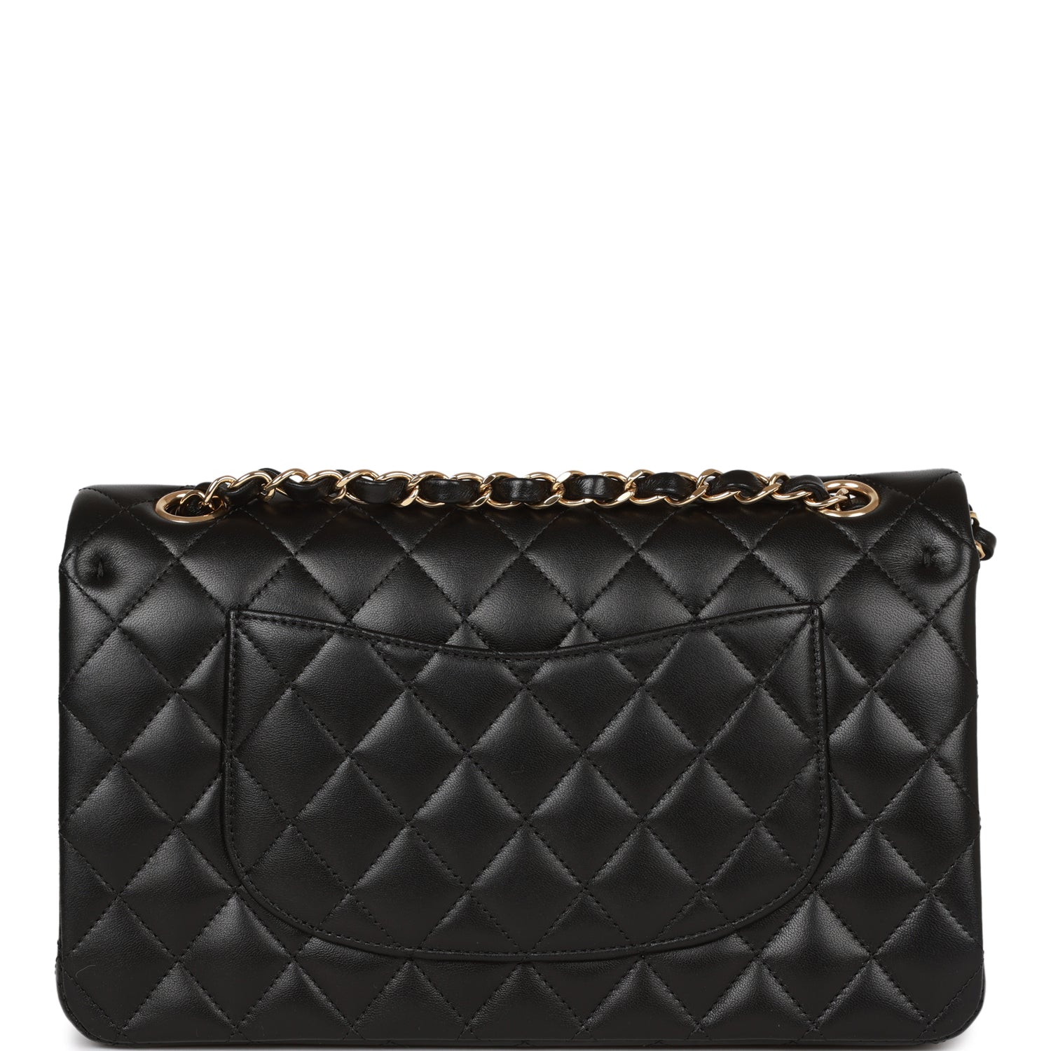 Chanel Medium Classic Double Flap Bag Black Lambskin Gold Hardware Rovelle Bags