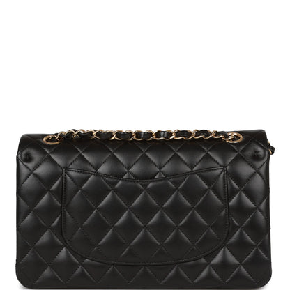 Chanel Medium Classic Double Flap Bag Black Lambskin Gold Hardware Rovelle Bags