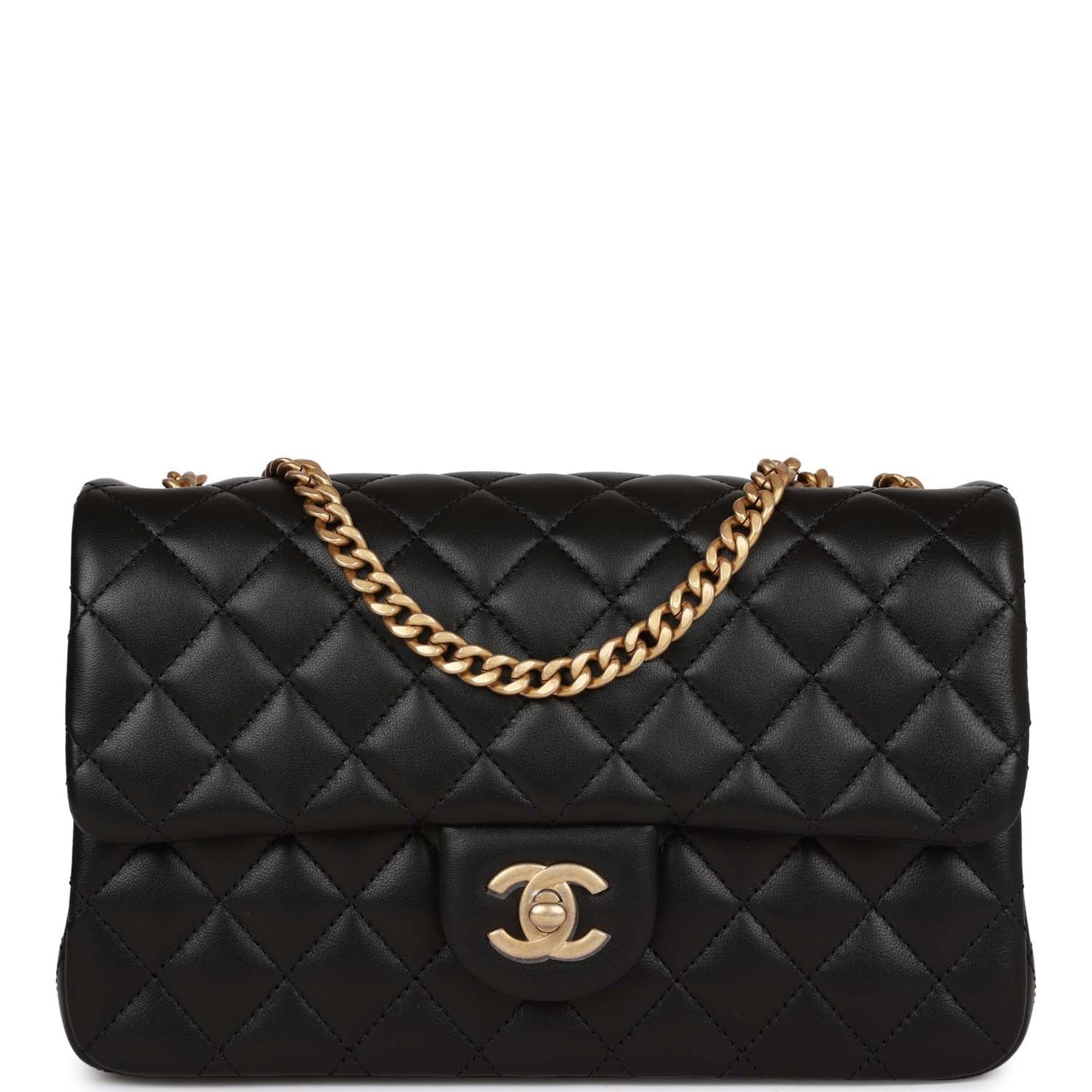 Chanel Medium Camellia Crush Flap Bag Black Lambskin Antique Gold Hardware Rovelle Bags