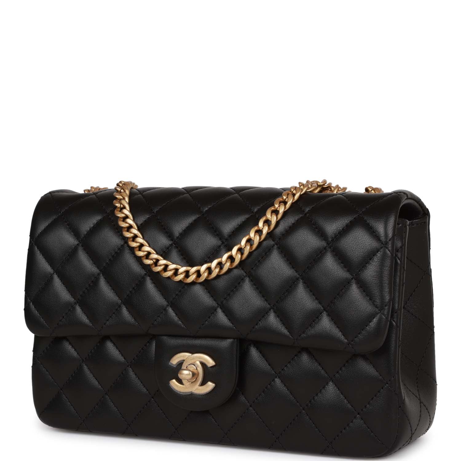 Chanel Medium Camellia Crush Flap Bag Black Lambskin Antique Gold Hardware Rovelle Bags
