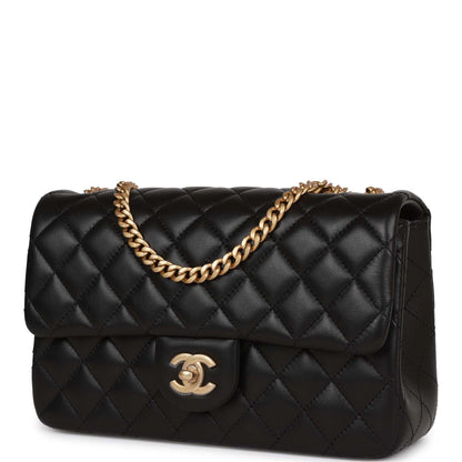 Chanel Medium Camellia Crush Flap Bag Black Lambskin Antique Gold Hardware Rovelle Bags