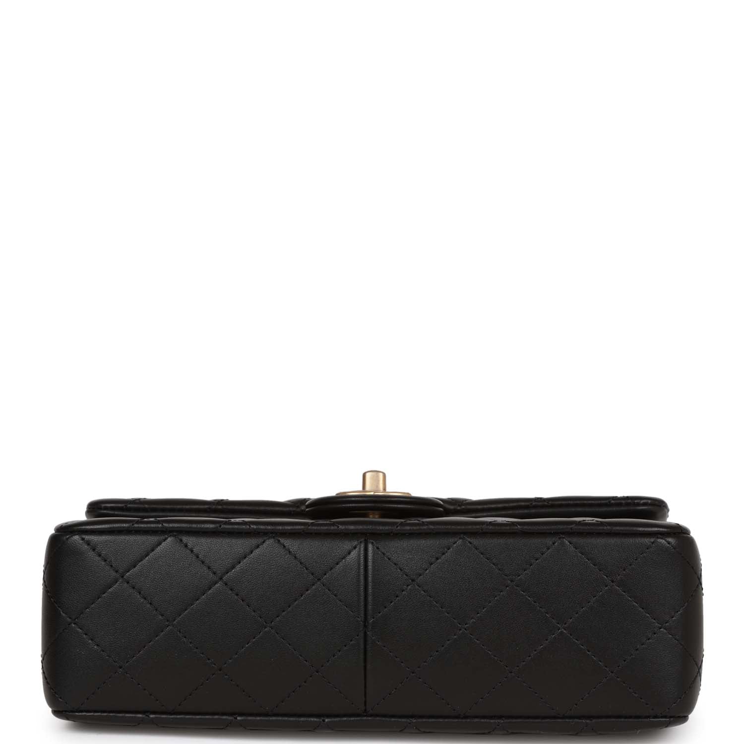 Chanel Medium Camellia Crush Flap Bag Black Lambskin Antique Gold Hardware Rovelle Bags