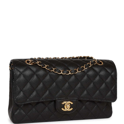 Chanel Medium Classic Double Flap Bag Black Caviar Gold Hardware Rovelle Bags