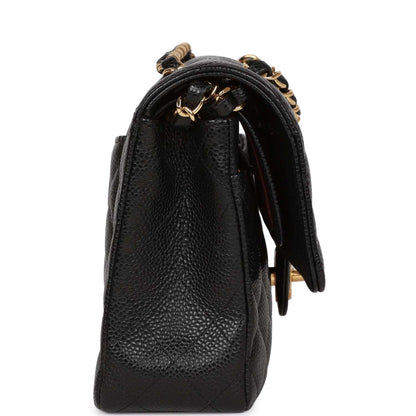 Chanel Medium Classic Double Flap Bag Black Caviar Gold Hardware Rovelle Bags