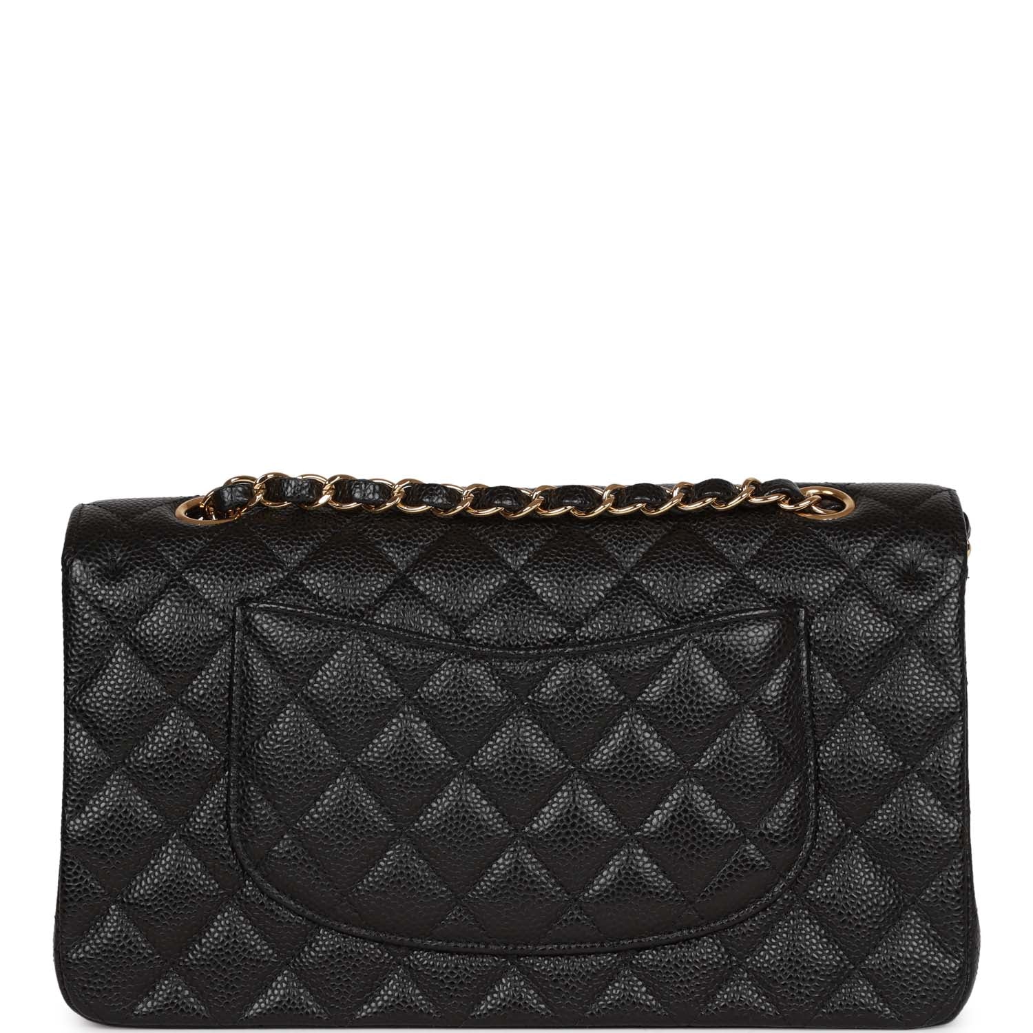 Chanel Medium Classic Double Flap Bag Black Caviar Gold Hardware Rovelle Bags