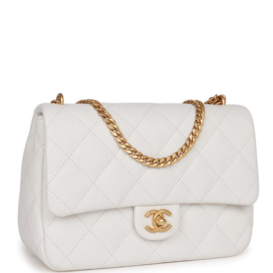 Chanel Medium Sweetheart Crush Flap Bag White Caviar Antique Gold Hardware Rovelle Bags