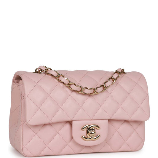 Chanel Mini Rectangular Flap Bag Pink Lambskin Light Gold Hardware Rovelle Bags