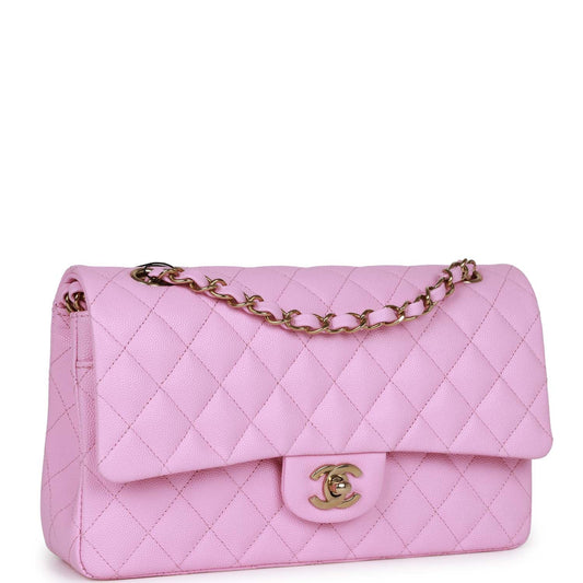 Chanel Medium Classic Double Flap Bag Lilac Caviar Gold Hardware Rovelle Bags