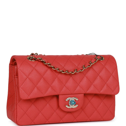 Chanel Small Classic Double Flap Red Caviar Light Gold Hardware Rovelle Bags