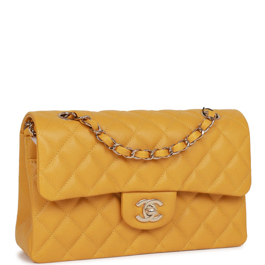 Chanel Small Classic Double Flap Yellow Caviar Light Gold Hardware Rovelle Bags