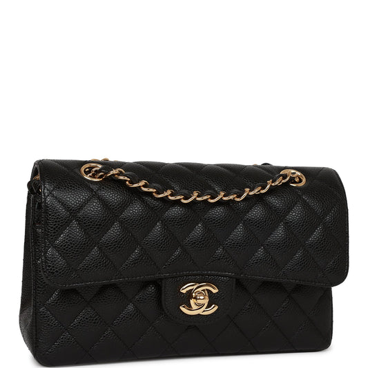 Chanel Small Classic Double Flap Bag Black Caviar Gold Hardware Rovelle Bags