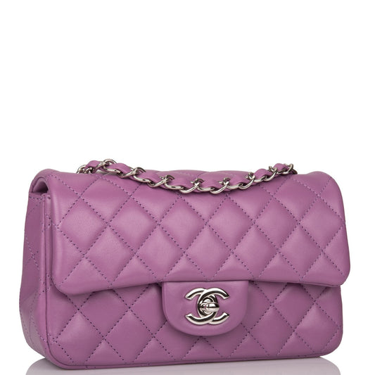 Chanel Purple Quilted Lambskin Rectangular Mini Classic Flap Bag Silver Hardware Rovelle Bags