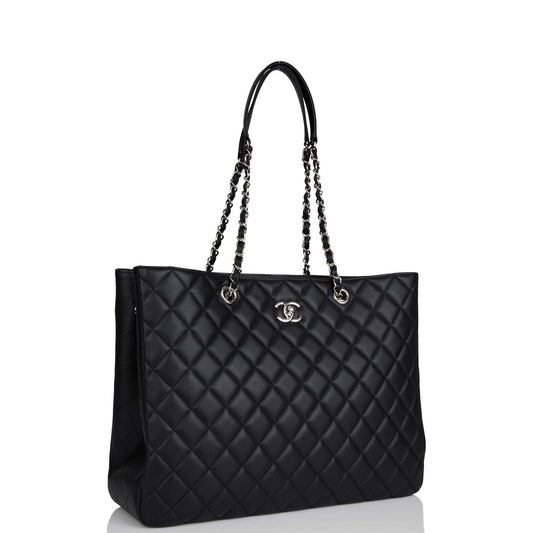 Chanel Timeless Tote Bag Black Calfskin Silver Hardware Rovelle Bags