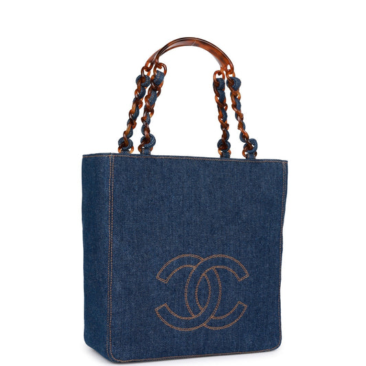 Chanel Luxury Leather Blue Tote Bag Rovelle Bags