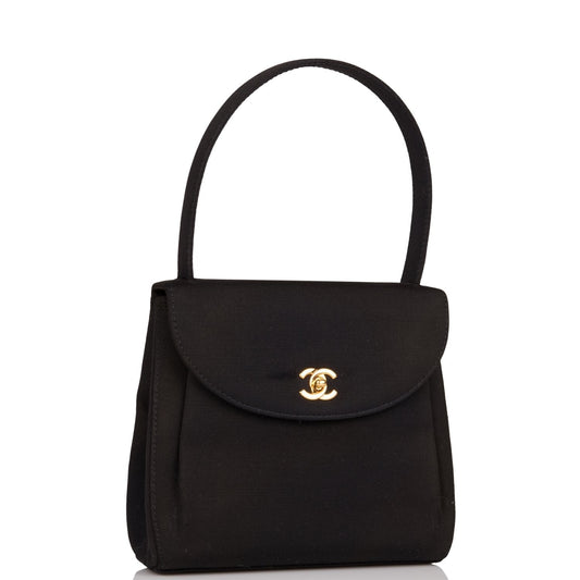 Chanel Mini Kelly Bag Black Satin Gold Hardware Rovelle Bags