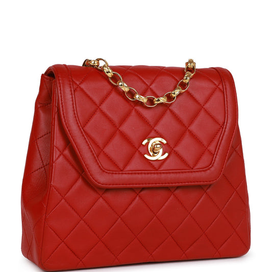Chanel Trapeze Flap Bag Red Lambskin Gold Hardware Rovelle Bags