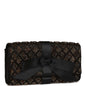 Chanel Bead Embellished Bow Flap Clutch Black Satin Rovelle Bags