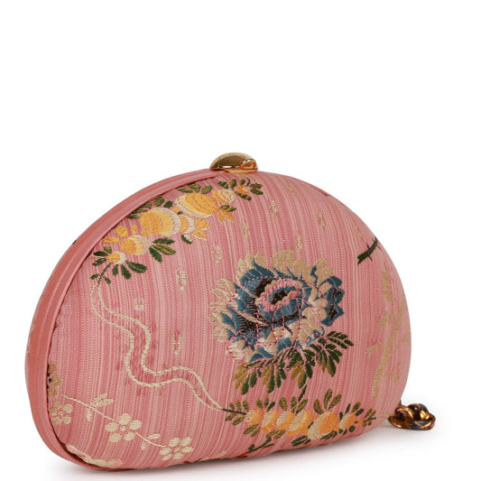 Chanel Timeless Clutch Rose Pink Brocade Silk Gold Hardware Rovelle Bags