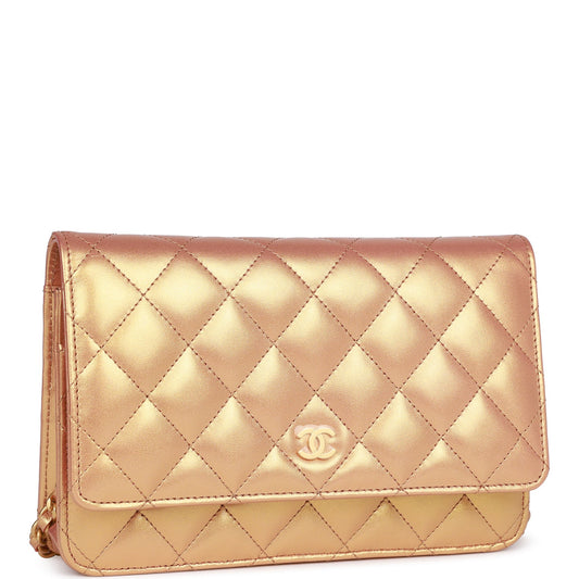 Chanel Wallet On Chain WOC Gold Metallic Calfskin Antique Gold Hardware Rovelle Bags