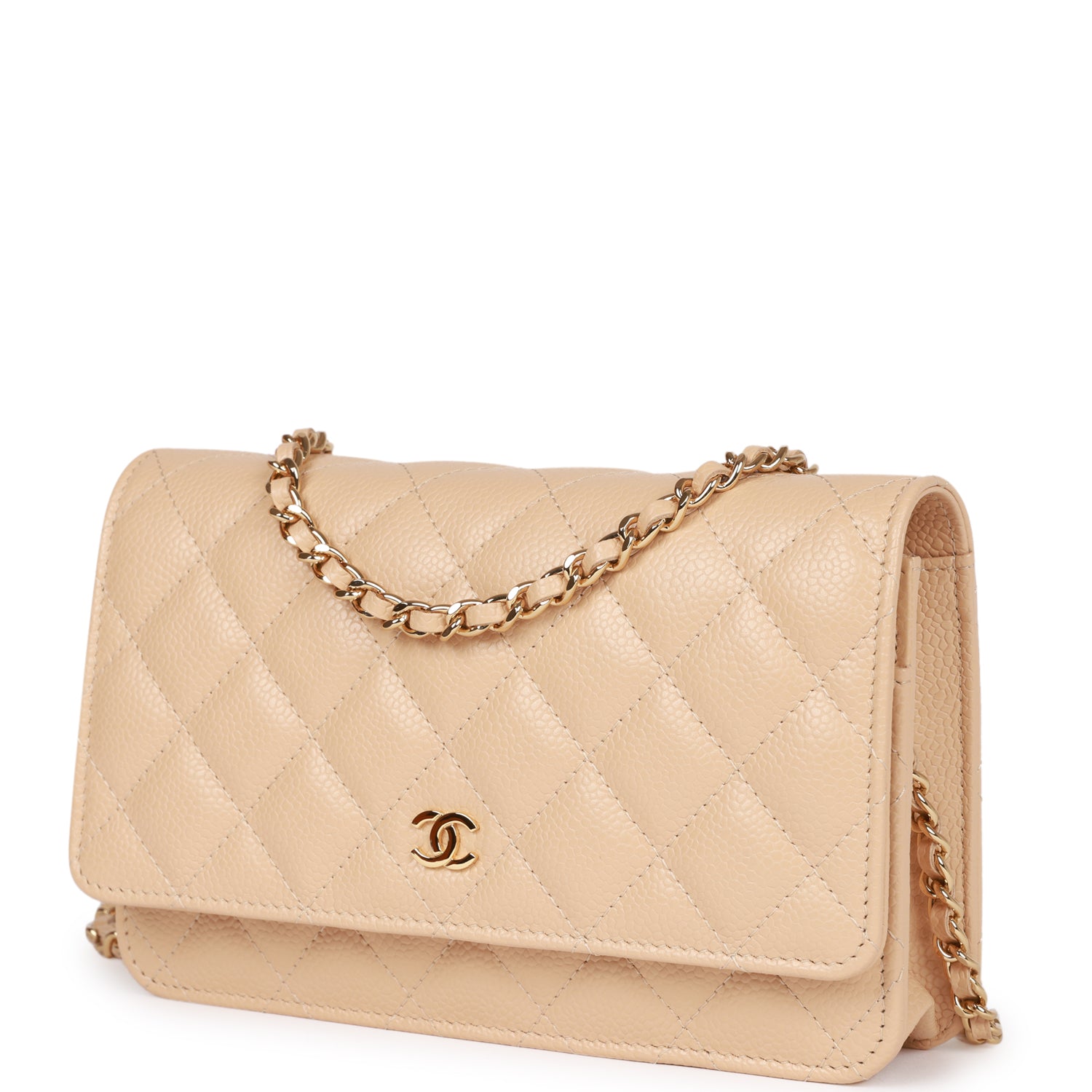 Chanel Wallet On Chain WOC Beige Caviar Gold Hardware Rovelle Bags