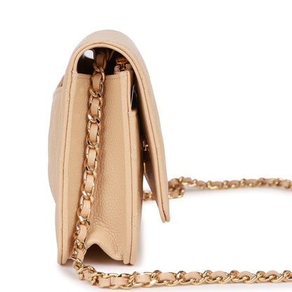 Chanel Wallet On Chain WOC Beige Caviar Gold Hardware Rovelle Bags