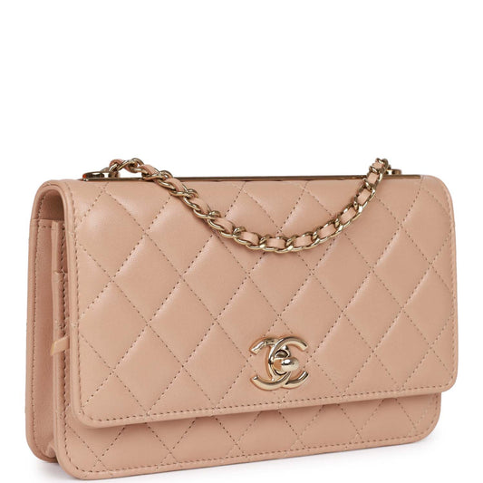 Chanel Trendy Cc Wallet On Chain WOC Beige Lambskin Gold Hardware Rovelle Bags