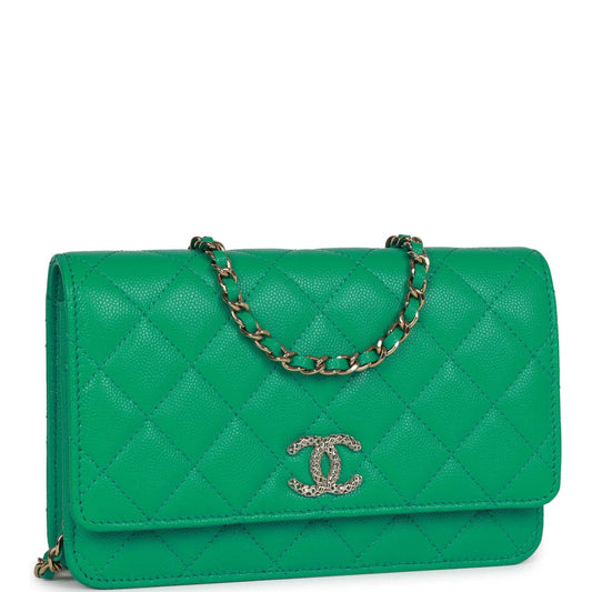 Chanel Wallet On Chain WOC Green Caviar Light Gold Hardware Rovelle Bags