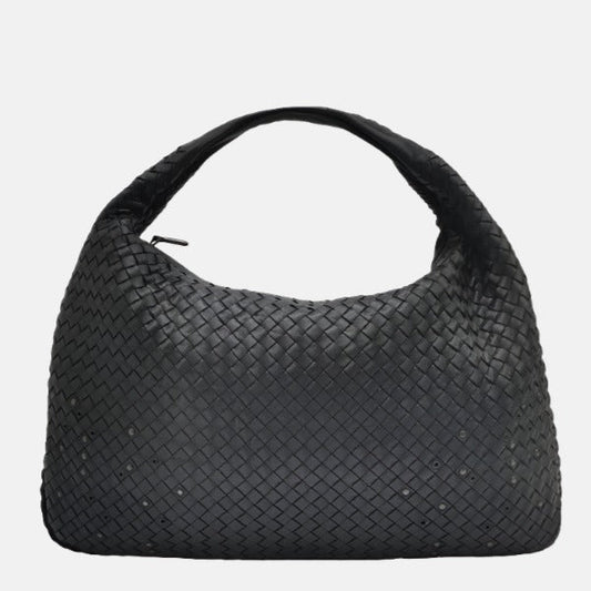 Bottega Veneta Intrecciato Hobo Bag Medium Black leather with Metal Studs 45cm