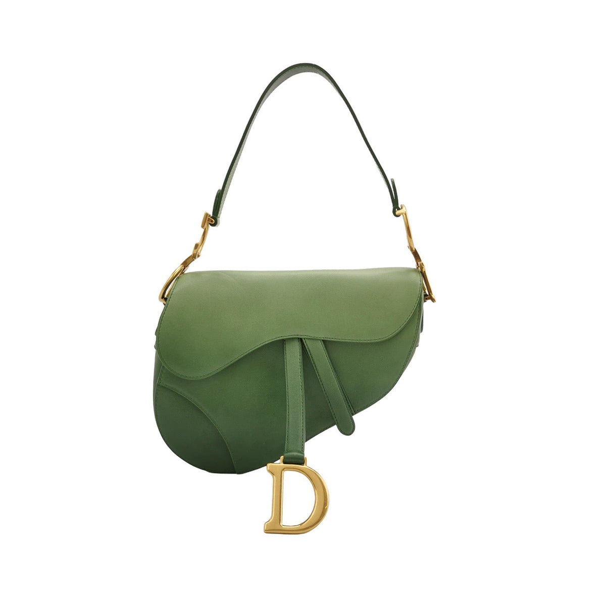 Dior Saddle Medium Green Leather Gold Hardware Shoulder Bag Rovelle Bags