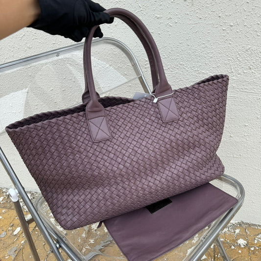 Bottega Veneta Cabat Large Intreccio Leather Tote Bag Dark Lavender Purple 40-43cm
