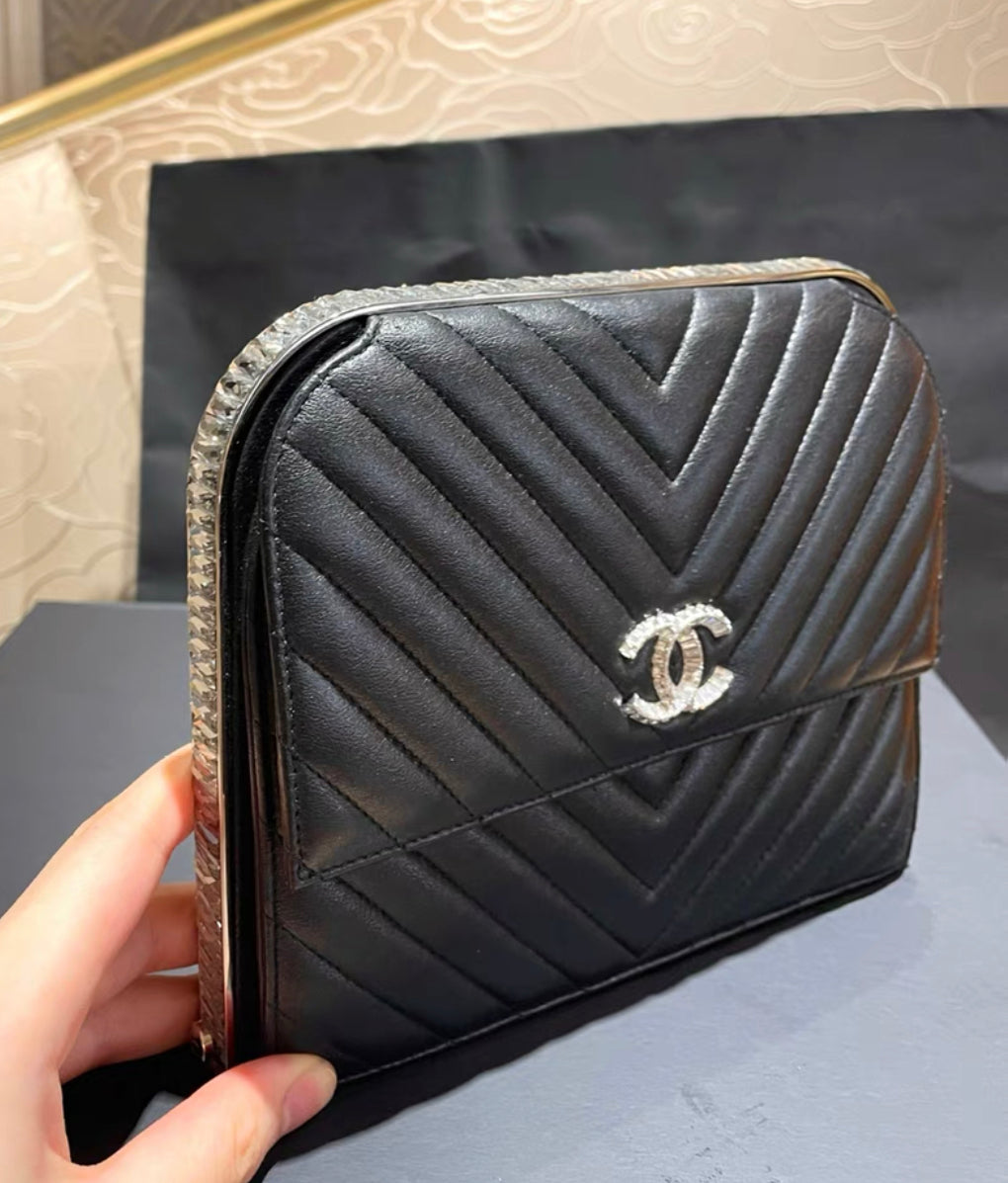 Chanel Luxury Leather Black Clutch Style 7 Rovelle Bags